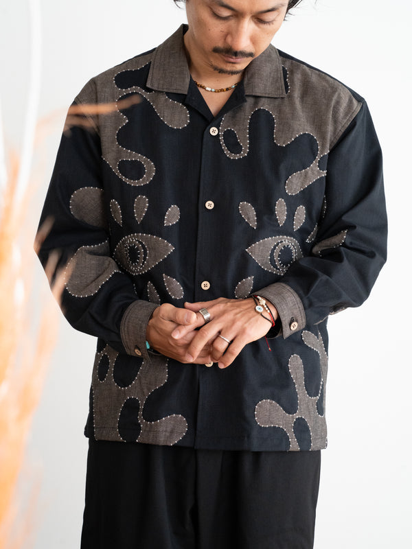 Hand-stitched Sashiko Shirt with Third eye Motif No.029