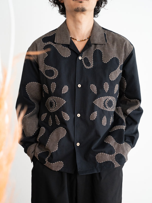 Hand-stitched Sashiko Shirt with Third eye Motif No.029