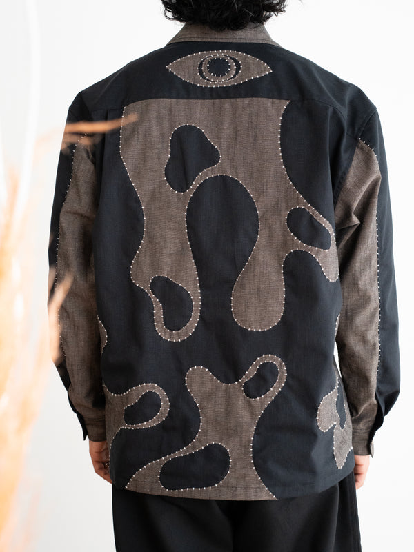 Hand-stitched Sashiko Shirt with Third eye Motif No.029