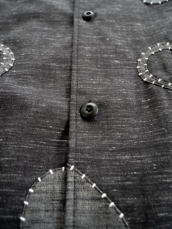 Hand-stitched Sashiko Shirt with Wave Motif No.030