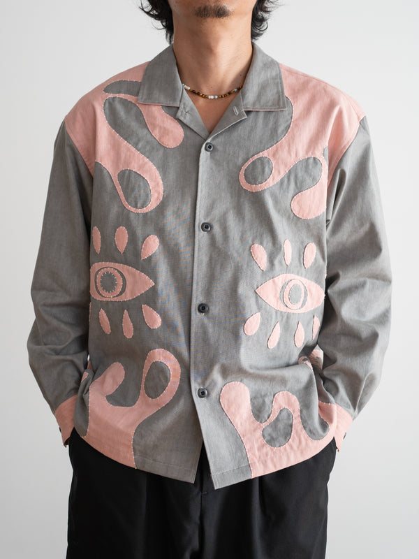 Hand-stitched Sashiko Shirt with Third eye Motif No.031