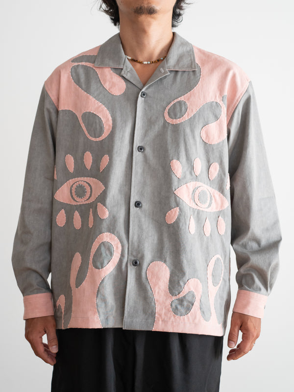 Hand-stitched Sashiko Shirt with Third eye Motif No.031