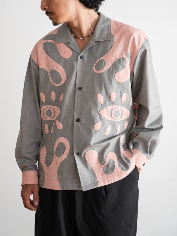 Hand-stitched Sashiko Shirt with Third eye Motif No.031