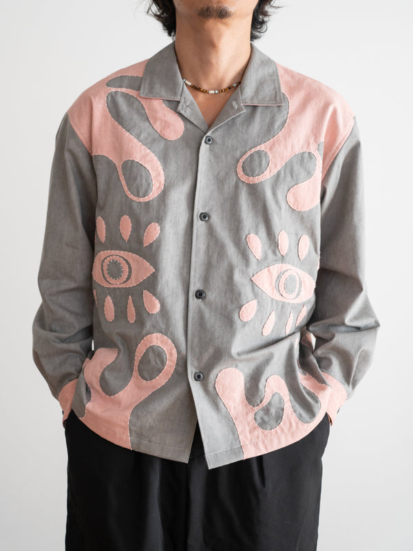 Hand-stitched Sashiko Shirt with Third eye Motif No.031