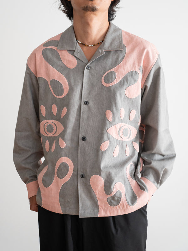 Hand-stitched Sashiko Shirt with Third eye Motif No.031