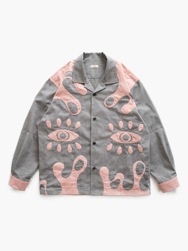Hand-stitched Sashiko Shirt with Third eye Motif No.031