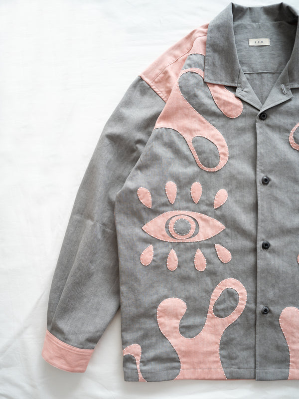 Hand-stitched Sashiko Shirt with Third eye Motif No.031