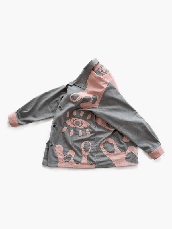 Hand-stitched Sashiko Shirt with Third eye Motif No.031