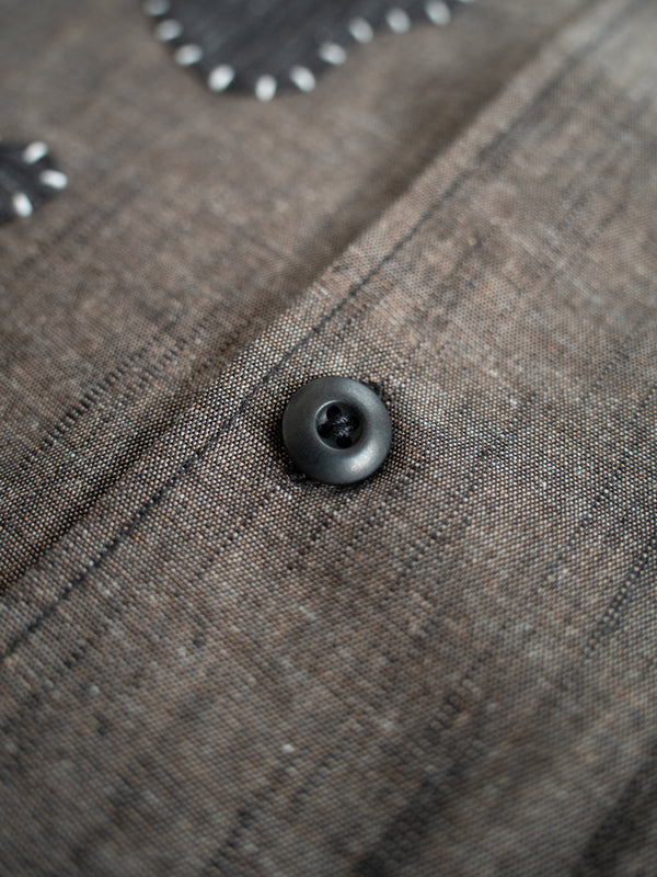 Hand-stitched Sashiko Shirt with Flower Motif No.032