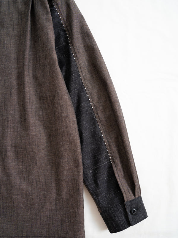 Hand-stitched Sashiko Shirt with Flower Motif No.032