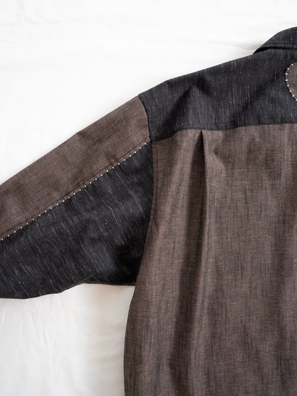 Hand-stitched Sashiko Shirt with Flower Motif No.032