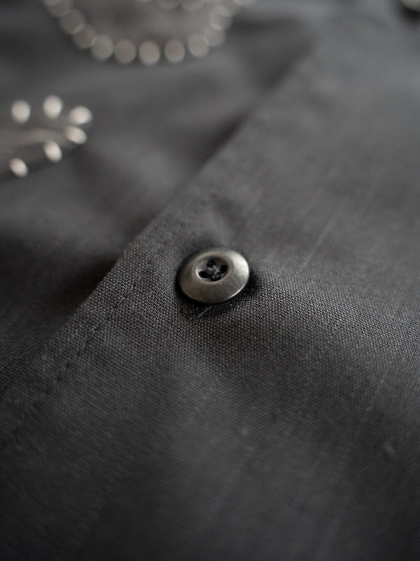 Hand-stitched Sashiko Shirt with Flower Motif No.034