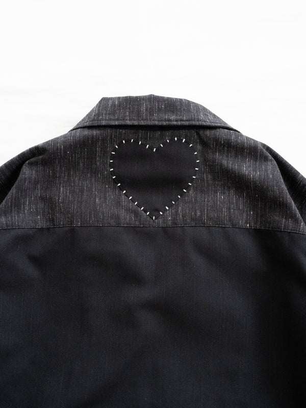 Hand-stitched Sashiko Shirt with Flower Motif No.034