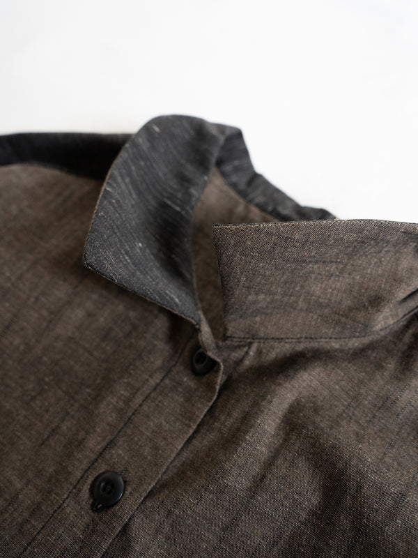 Hand-stitched Sashiko Shirt Dress with Clover Motif No.036