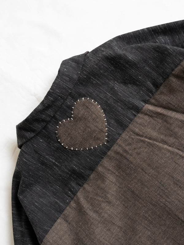 Hand-stitched Sashiko Shirt Dress with Clover Motif No.036