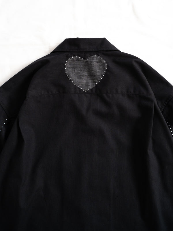 Hand-stitched Sashiko Shirt with Seahorse Motif No.039