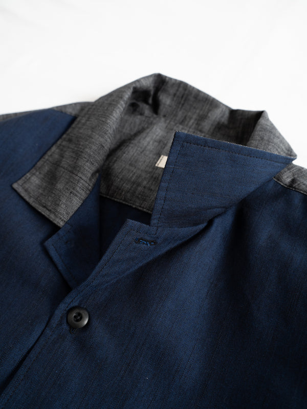 Hand-stitched Sashiko Shirt with Cherry blossom Motif No.040