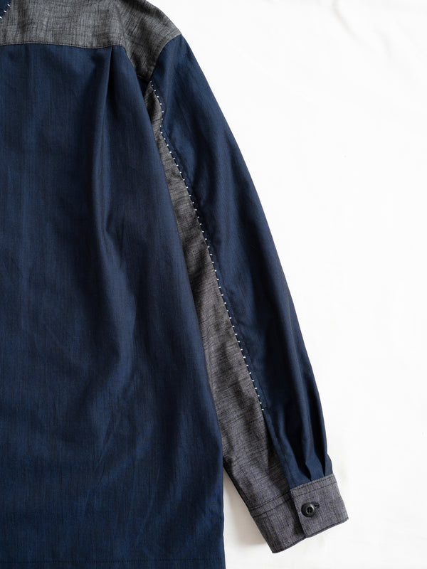 Hand-stitched Sashiko Shirt with Cherry blossom Motif No.040