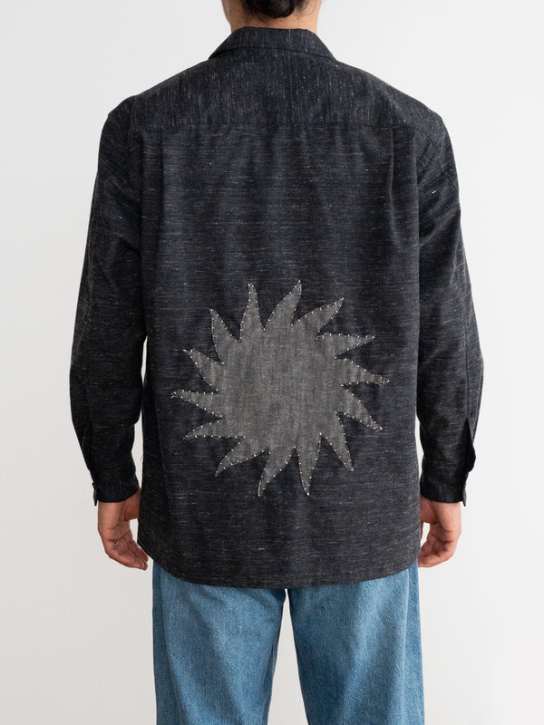 Handmade Sashiko Shirt with Clover Motif