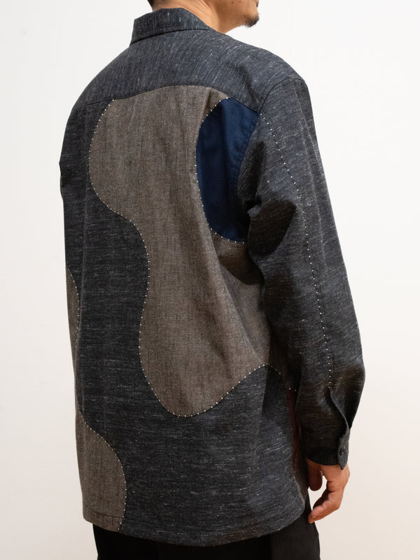 Handmade Sashiko Shirt with Flower Motif