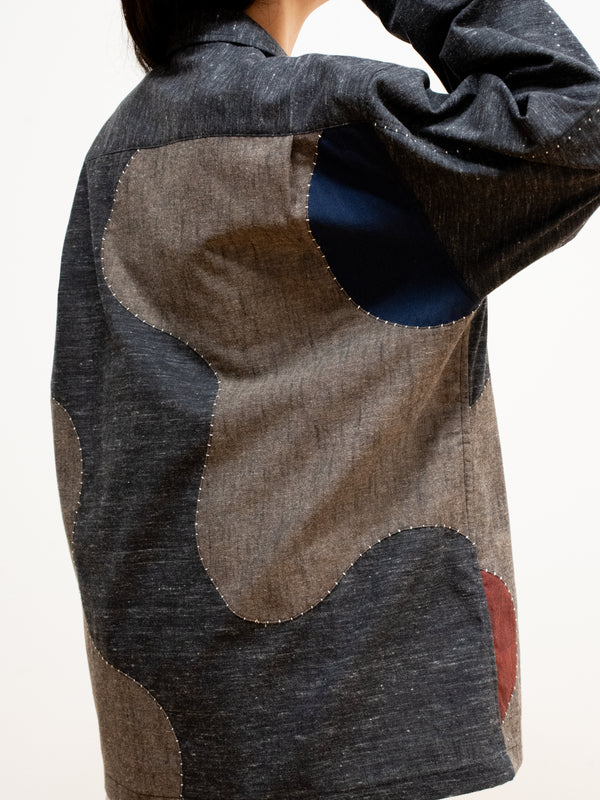 Handmade Sashiko Shirt with Flower Motif