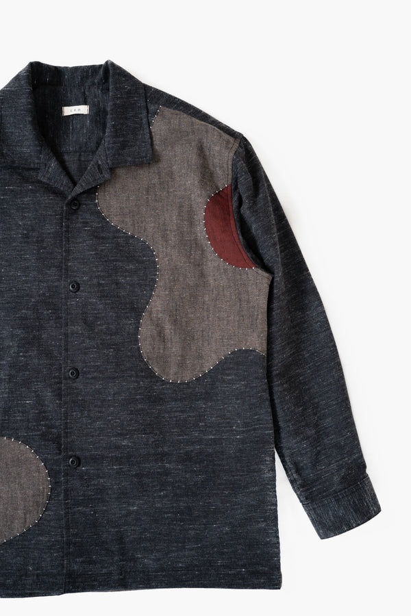 Handmade Sashiko Shirt with Flower Motif