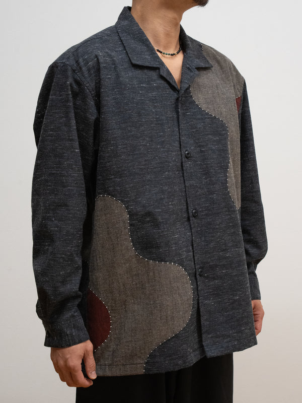 Handmade Sashiko Shirt with Flower Motif