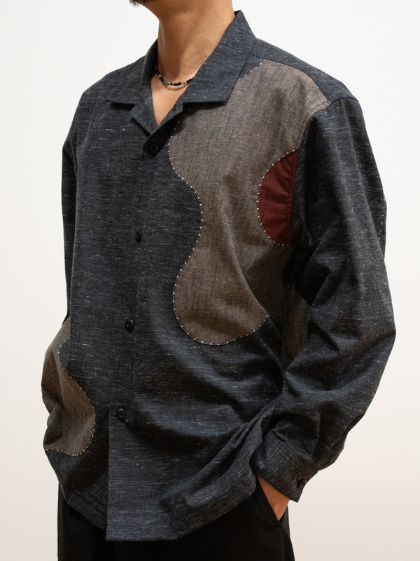 Handmade Sashiko Shirt with Flower Motif