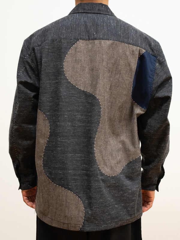 Handmade Sashiko Shirt with Flower Motif