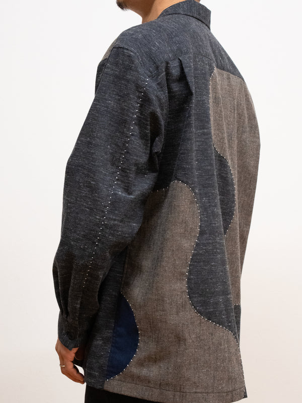 Handmade Sashiko Shirt with Flower Motif