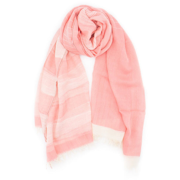 Knotted thread gradation scarf / cotton stole / PINK