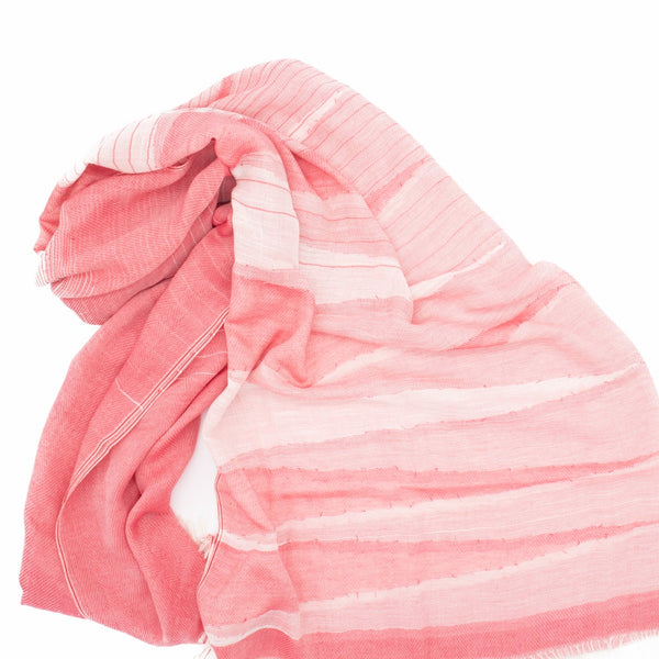 Knotted thread gradation scarf / cotton stole / PINK