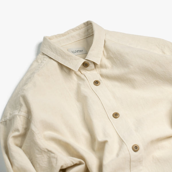 BENGALA  REGULAR COLLAR SHIRT DRESS / CREAM
