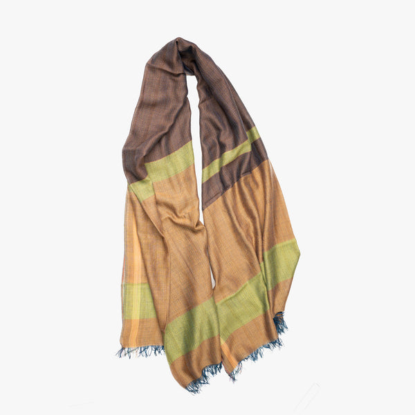 THREE-TONE WOOL PATTERN / 毛 70% 綿 30% / BROWN.ORANGE
