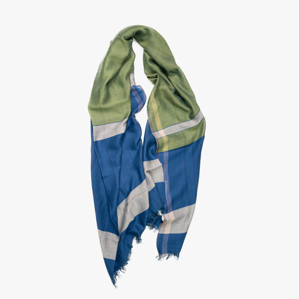 THREE-TONE WOOL PATTERN / 毛 70% 綿 30% / GREEN.BLUE