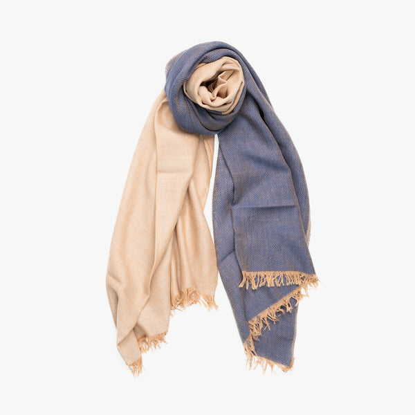TWO-TONE WOOL PATTERN / 毛 70% 綿 30% / BLUE.PEACH