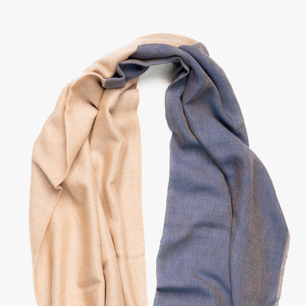 TWO-TONE wool scarf / merino wool stole / COGNAC.PEACH